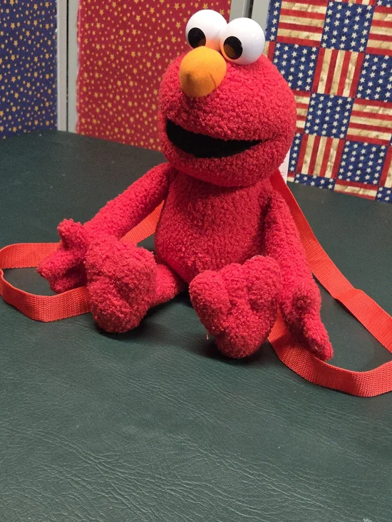 **Elmo Plush Backpack - Bright Red with Orange Nose** - Picture 5 of 6